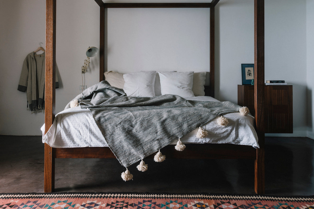 moroccan pom pom blankets